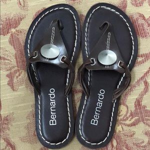Dark brown Bernardo Thong Sandals